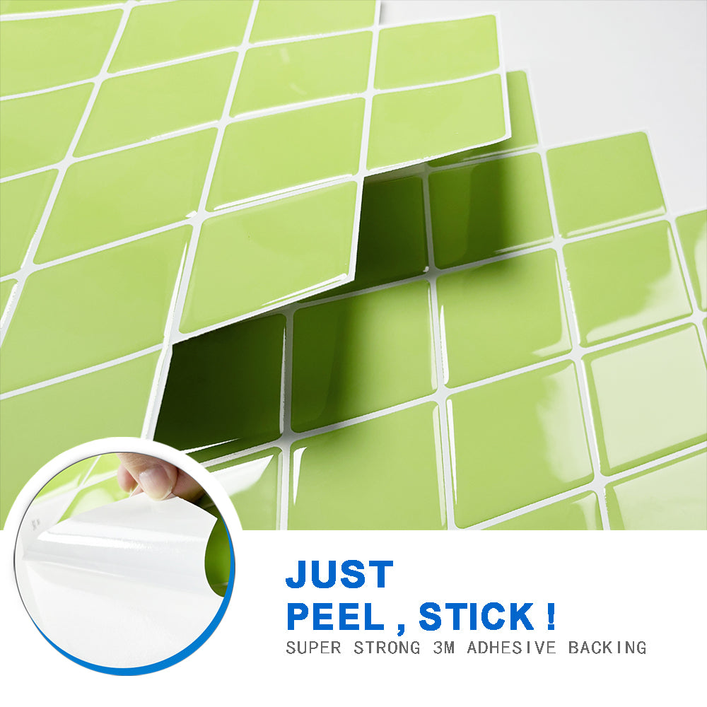 Ist Momoreo Peel and Stick Backsplash Self Adhesive Stick on Tile for Kitchen Bathroom Accent Wall, Diamond Shape, 12" x 12"(30.5 x 30.5 cm) - Lime Green