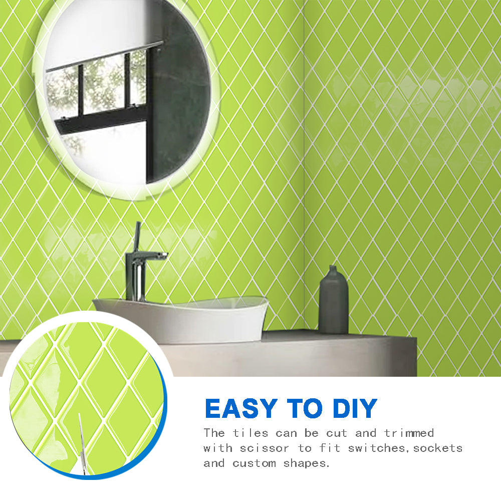 Ist Momoreo Peel and Stick Backsplash Self Adhesive Stick on Tile for Kitchen Bathroom Accent Wall, Diamond Shape, 12" x 12"(30.5 x 30.5 cm) - Lime Green