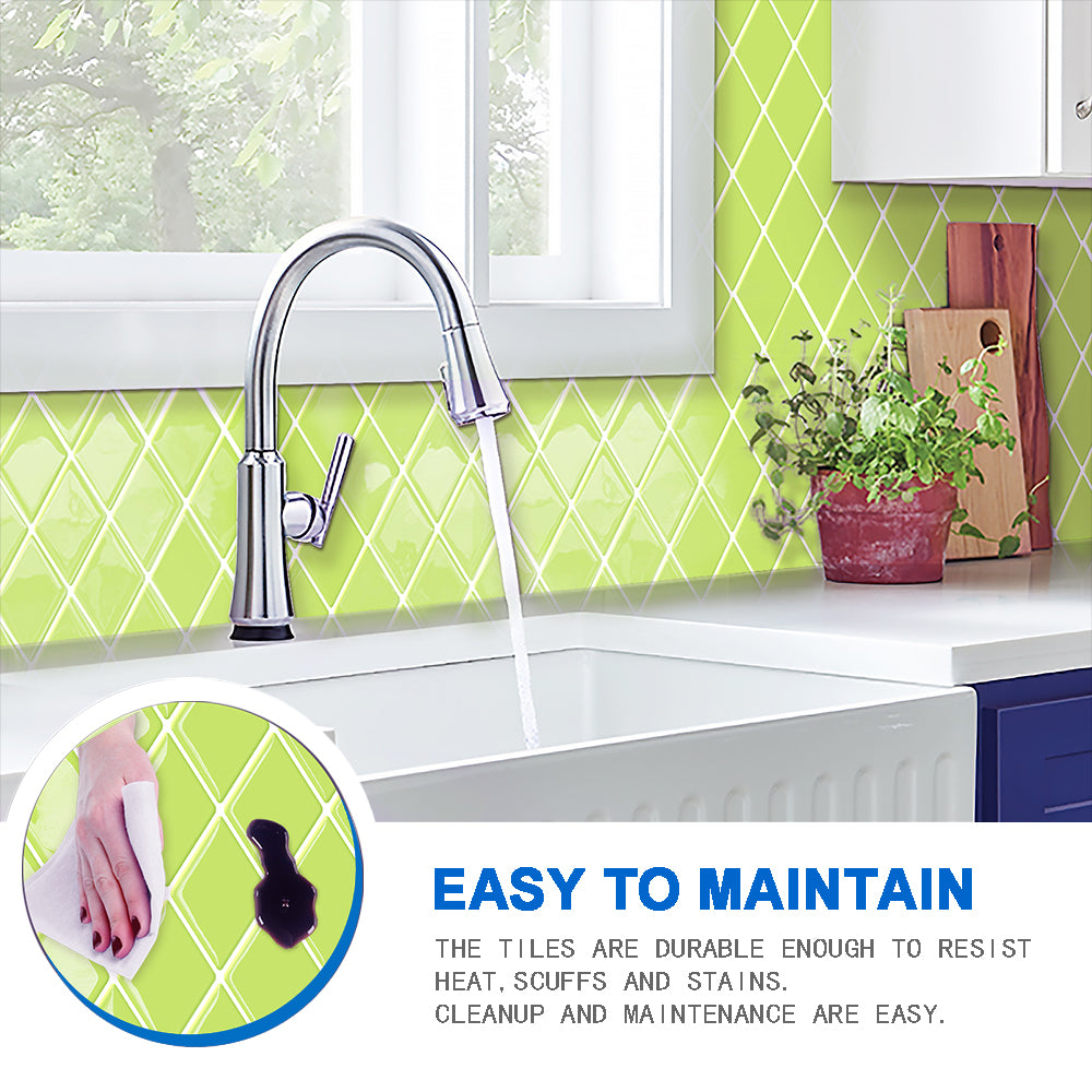 Ist Momoreo Peel and Stick Backsplash Self Adhesive Stick on Tile for Kitchen Bathroom Accent Wall, Diamond Shape, 12" x 12"(30.5 x 30.5 cm) - Lime Green