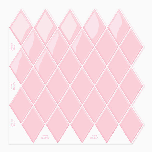 Ist Momoreo Stick on Tiles Peel and Stick Backsplash for Kitchen Walls, Diamond Shape - Pink 12" x 12"(30.5 x 30.5 cm)