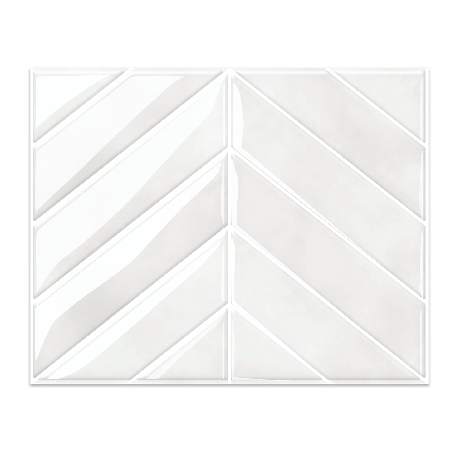 Chevron Peel and Stick Backsplash Tiles 11.4"×9" Stick on Backsplash Self Adhesive Wall Tile for Kitchen Bathroom Office - Plain White