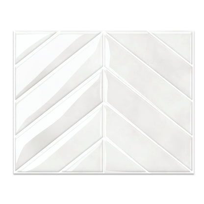 Chevron Peel and Stick Backsplash Tiles 11.4"×9" Stick on Backsplash Self Adhesive Wall Tile for Kitchen Bathroom Office - Plain White
