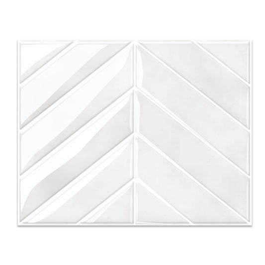 Chevron Peel and Stick Backsplash Tiles 11.4"×9" Stick on Backsplash Self Adhesive Wall Tile for Kitchen Bathroom Office - Plain White