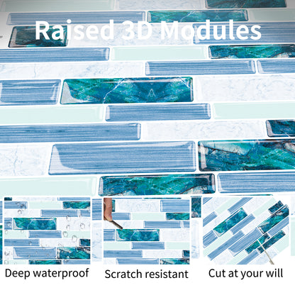 Ist Momoreo Ocean Green Peel and Stick Backsplash 3D Adhesive Wall Tile 12"x12"(30.5 x 30.5 cm)