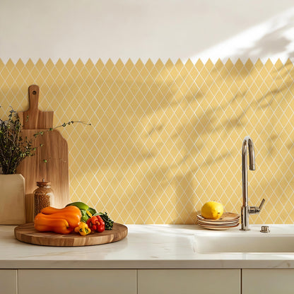 Peel and Stick Backsplash for Kitchen Accent Wall Tile Stickers 12"x12" Diamond Shape Self Adhesive Stick on Backsplash - Tuscan Yellow