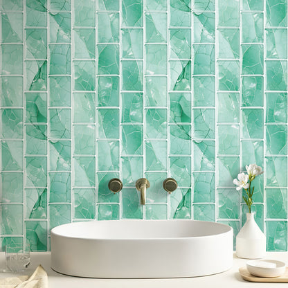 Ist Momoreo Peel and Stick Backsplash for Kitchen Bathroom Accent Wall 12"x12" (30 cm x 30 cm) Stick on Backsplash Stickers Self Adhesive Subway Tiles - Emerald Green
