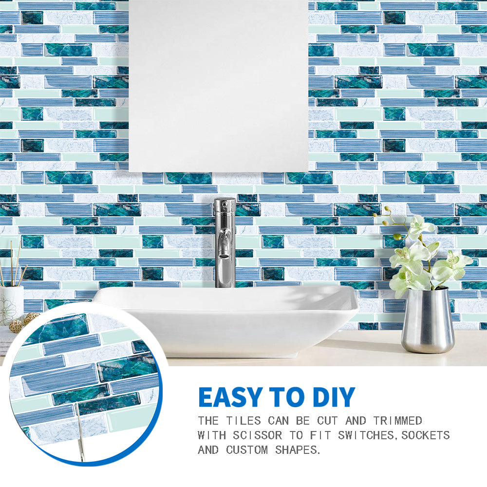 Ist Momoreo Ocean Green Peel and Stick Backsplash 3D Adhesive Wall Tile 12"x12"(30.5 x 30.5 cm)