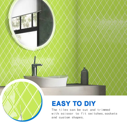 Ist Momoreo Peel and Stick Backsplash Self Adhesive Stick on Tile for Kitchen Bathroom Accent Wall, Diamond Shape, 12" x 12"(30.5 x 30.5 cm) - Lime Green