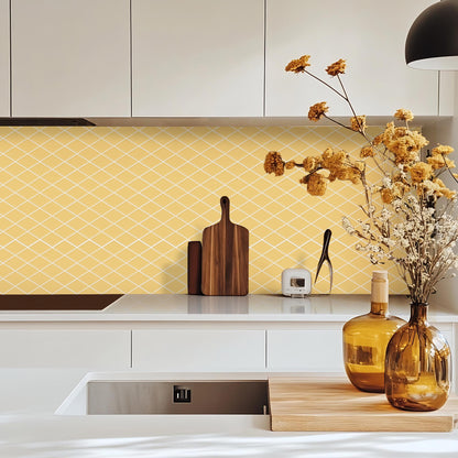 Peel and Stick Backsplash for Kitchen Accent Wall Tile Stickers 12"x12" Diamond Shape Self Adhesive Stick on Backsplash - Tuscan Yellow