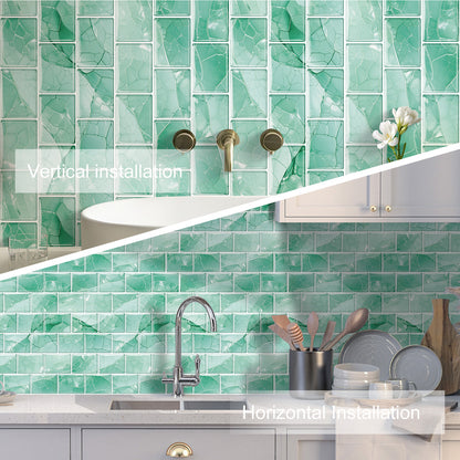 Ist Momoreo Peel and Stick Backsplash for Kitchen Bathroom Accent Wall 12"x12" (30 cm x 30 cm) Stick on Backsplash Stickers Self Adhesive Subway Tiles - Emerald Green