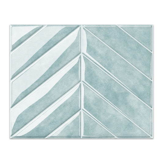 Chevron Peel and Stick Backsplash 11.4"×9" Stick on Backsplash Self Adhesive Wall Tile for Kitchen Bathroom Office - Glaucous Green