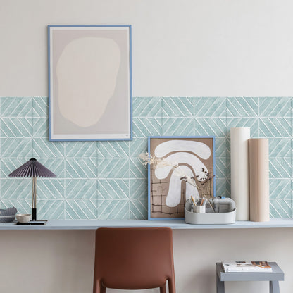 Chevron Peel and Stick Backsplash 11.4"×9" Stick on Backsplash Self Adhesive Wall Tile for Kitchen Bathroom Office - Glaucous Green