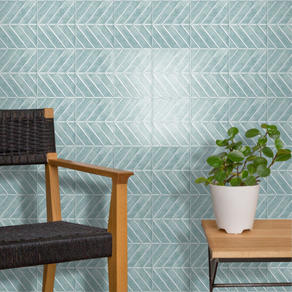 Chevron Peel and Stick Backsplash 11.4"×9" Stick on Backsplash Self Adhesive Wall Tile for Kitchen Bathroom Office - Glaucous Green