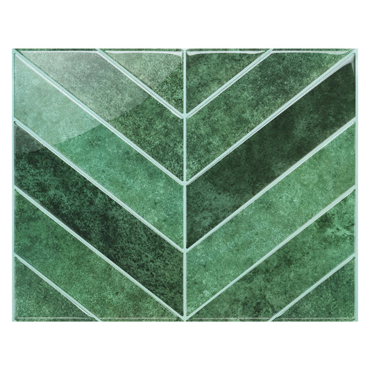 Chevron Peel and Stick Backsplash 11.4"×9" Stick on Backsplash Self Adhesive Wall Tile for Kitchen Bathroom Office - Deep Green