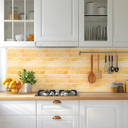 Ist Momoreo Peel and Stick Backsplash for Kitchen Bathroom Accent Wall 12"x12" (30 cm x 30 cm) Stick on Backsplash Stickers Self Adhesive Subway Tiles - Golden Yellow