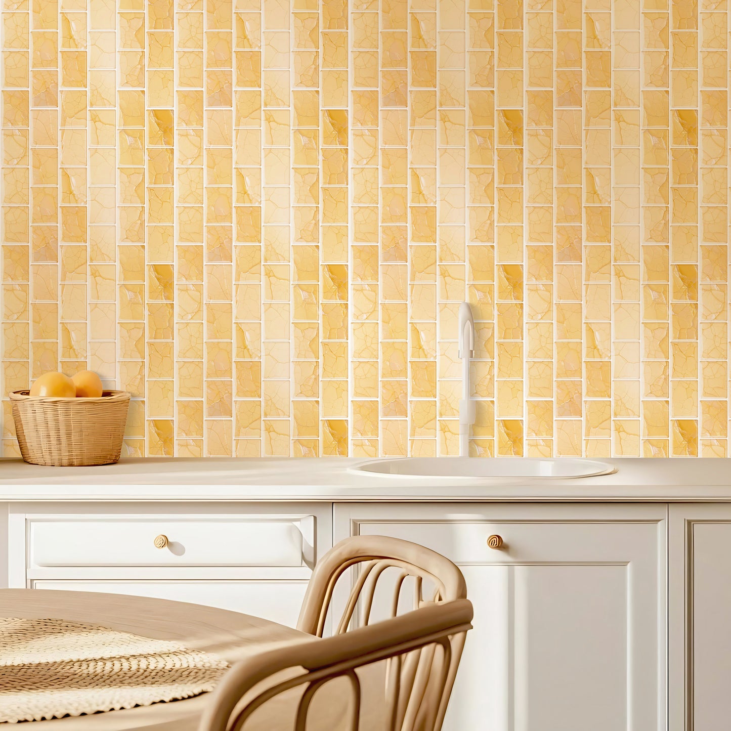 Ist Momoreo Peel and Stick Backsplash for Kitchen Bathroom Accent Wall 12"x12" (30 cm x 30 cm) Stick on Backsplash Stickers Self Adhesive Subway Tiles - Golden Yellow