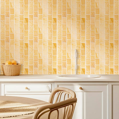 Ist Momoreo Peel and Stick Backsplash for Kitchen Bathroom Accent Wall 12"x12" (30 cm x 30 cm) Stick on Backsplash Stickers Self Adhesive Subway Tiles - Golden Yellow