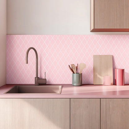 Ist Momoreo Stick on Tiles Peel and Stick Backsplash for Kitchen Walls, Diamond Shape - Pink 12" x 12"(30.5 x 30.5 cm)