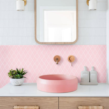 Ist Momoreo Stick on Tiles Peel and Stick Backsplash for Kitchen Walls, Diamond Shape - Pink 12" x 12"(30.5 x 30.5 cm)