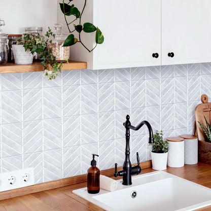 Chevron Peel and Stick Backsplash Tiles 11.4"×9" Stick on Backsplash Self Adhesive Wall Tile for Kitchen Bathroom Office - Ash