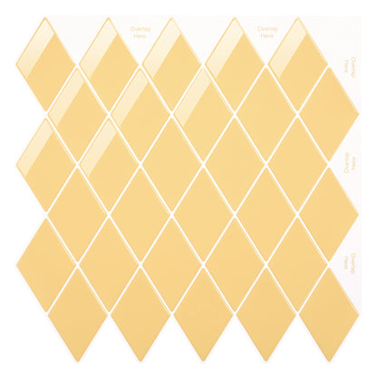 Peel and Stick Backsplash for Kitchen Accent Wall Tile Stickers 12"x12" Diamond Shape Self Adhesive Stick on Backsplash - Tuscan Yellow