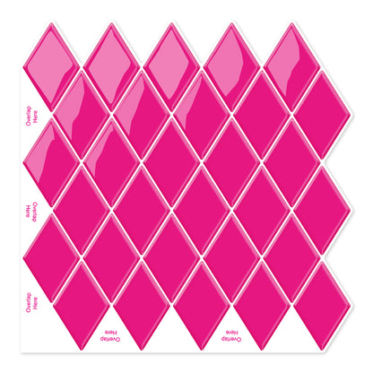 Peel and Stick Backsplash for Kitchen Accent Wall Tile Stickers 12"x12" Hot Pink Diamond Shape Self Adhesive Stick on Backsplash - Fuchsia