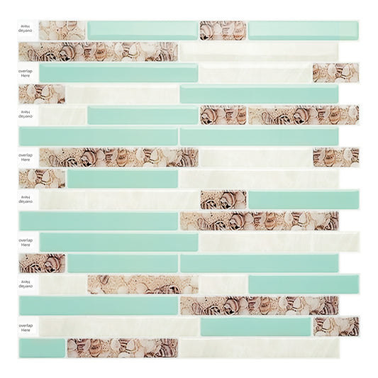 Ist Momoreo Green Beige Marble Peel and Stick Backsplash 3D Self Adhesive Tile for Kitchens Bathrooms Accent Wall, 12"x12"(30.5 x 30.5 cm) - Seashore