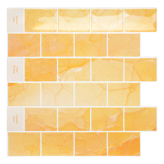 Ist Momoreo Peel and Stick Backsplash for Kitchen Bathroom Accent Wall 12"x12" (30 cm x 30 cm) Stick on Backsplash Stickers Self Adhesive Subway Tiles - Golden Yellow