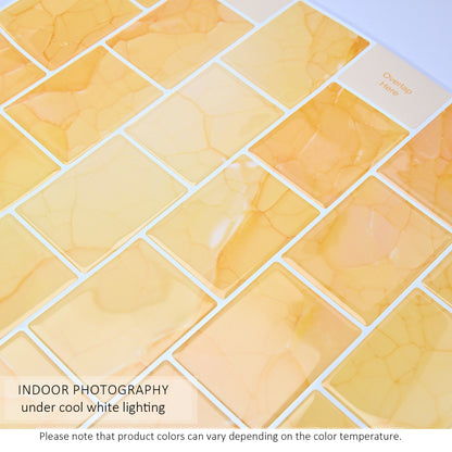 Ist Momoreo Peel and Stick Backsplash for Kitchen Bathroom Accent Wall 12"x12" (30 cm x 30 cm) Stick on Backsplash Stickers Self Adhesive Subway Tiles - Golden Yellow