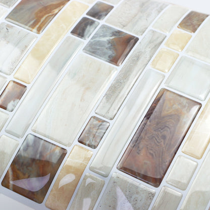 Brown Marble Peel and Stick Backsplash Self-Adhesive Tile for Kitchen Bathroom 12"x12" (30.5x30.5 cm)