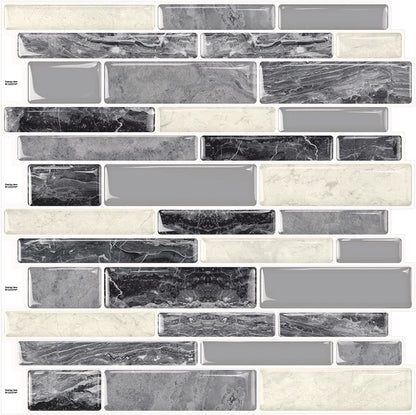 Peel and Stick Backsplash Tiles 12"x12" Self-Adhesive Tiles Sticker for Kitchen Bathroom, Grey Marble, 10 Sheets