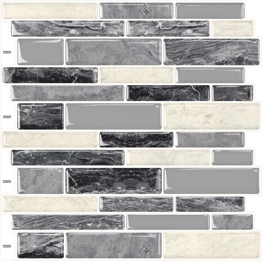 Peel and Stick Backsplash Tiles 12"x12" Self-Adhesive Tiles Sticker for Kitchen Bathroom, Grey Marble, 10 Sheets